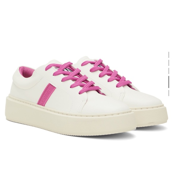 GANNI White & Pink Sporty Mix Cupsole Sneakers Size40 - Picture 2 of 11